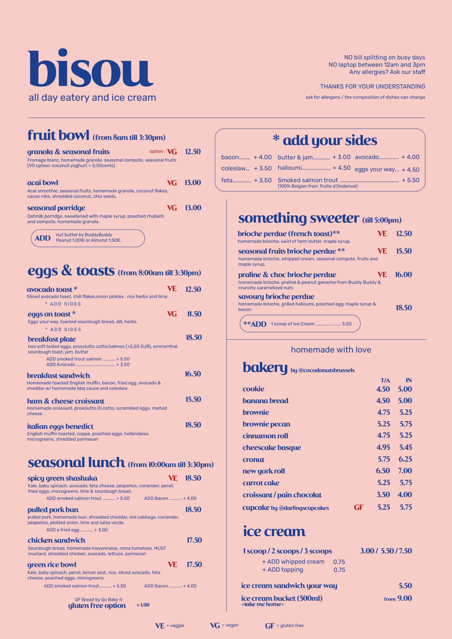 menu – Bisou